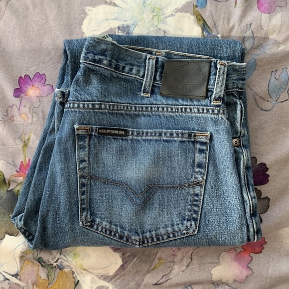 Harley Davidson Men's Jeans 38x34 Blue Medium Wash Biker Denim* - Picture 11 of 12